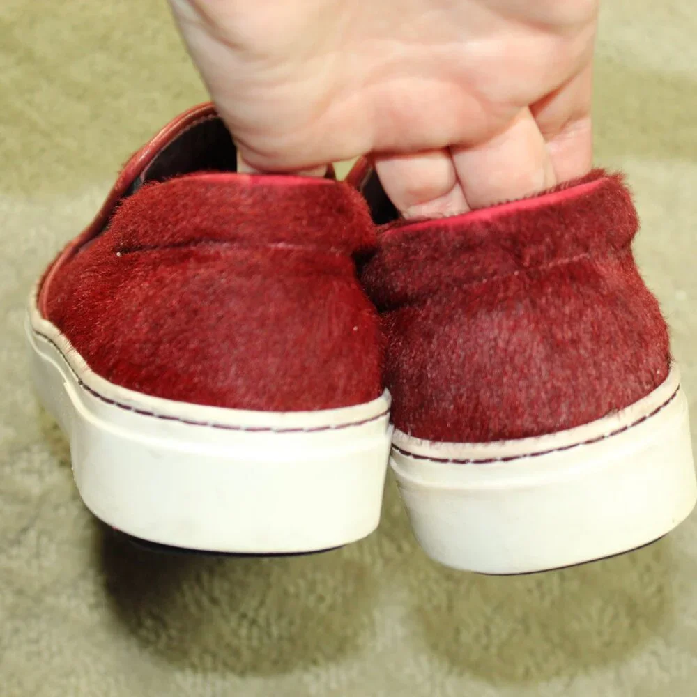 Fendi Women's Size 6 / 36 Red Monster Eyes Leather Calf Hair Sneakers COA